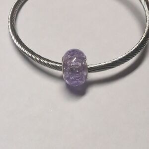 Purple "Crushed Glass" Charm‎ for Pandora Style Bracelet